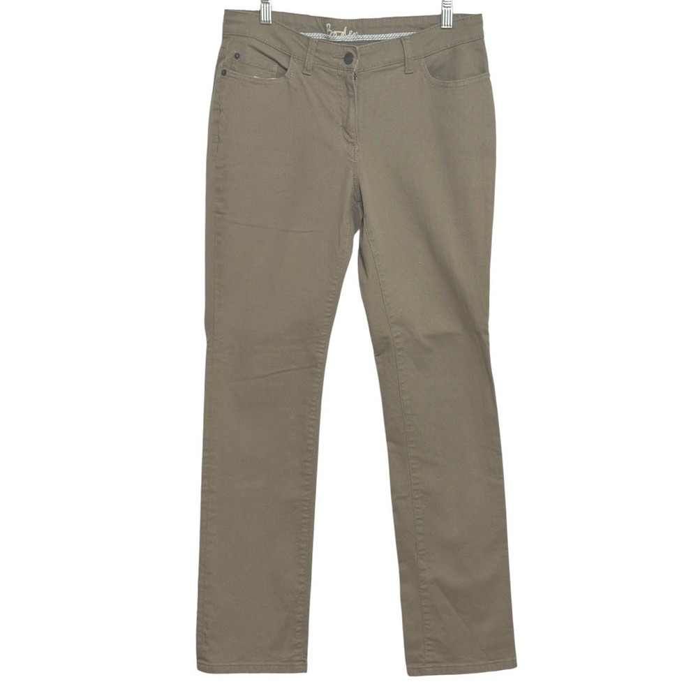 Boden Straight Leg Pants Women Khaki Stretch Cotton Twill Minimalist Earthy 10L